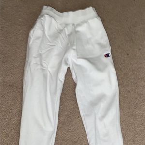 White Reverse Weave Champion Sweatpants